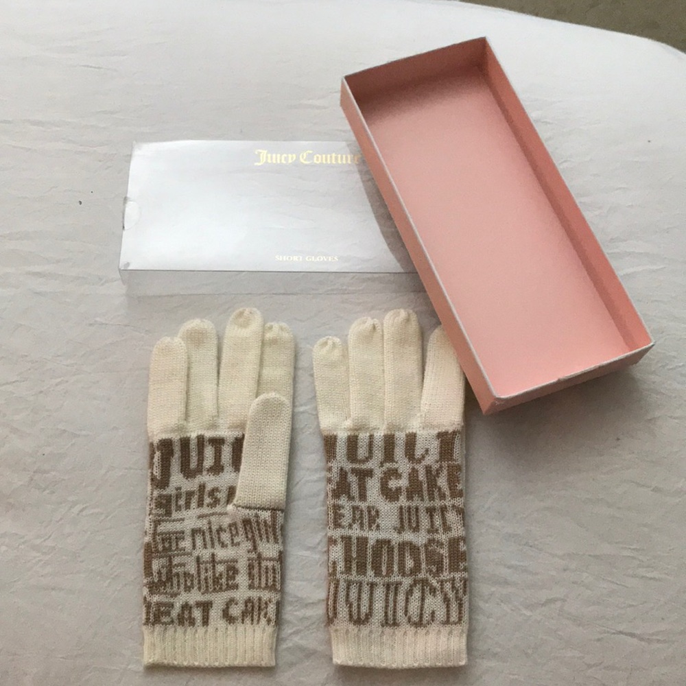 Pink and Cream Juicy Couture Gloves